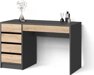 Produktbild von Schminktisch Livinity Imola Anthrazit/Goldkraft Eiche ohne Spiegel, Model 53129