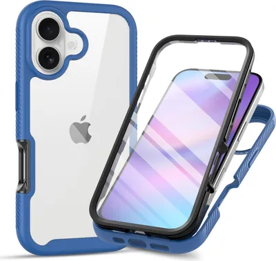 Produktbild von iPhone 17 Hülle, Bumper mit Eingebautem Displayschutz Komplettschutz Schutzhülle für iPhone 17 Navy blau