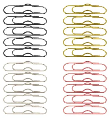 Produktbild von Set mit 20 Büroklammerhaltern/Stiftclips, Metall, 4 Farben