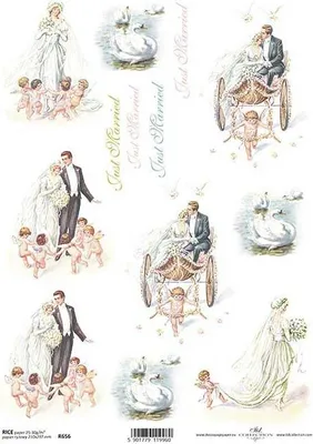 Produktbild von ITD Reispapier Decoupage Bastelpapier Softpapier Serviettentechnik, Hochzeit R656