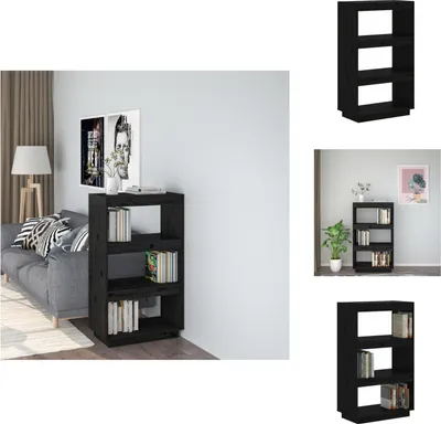 Produktbild von vidaXL Bücherregal/Raumteiler Schwarz 60x35x103 cm Massivholz Kiefer -  Bücherregale & Bücherschränke