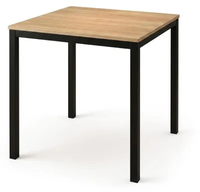 Produktbild von Esszimmertisch Aretha | Esstisch 80 x 80 cm | Holz | Farbe: Eiche | Kleiner Küchentisch | Tischplatte 15 mm | Esstisch mit schwarzen Tischbeinen | Moderne gerade Kante