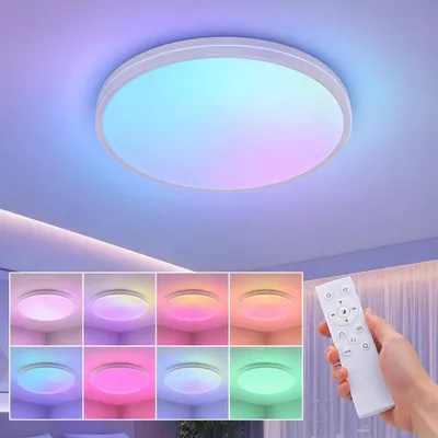 Obrázok produktu pre 48W LED stropné svietidlo, RGB, zmena farieb, motívy oblohy a krajiny, 3000-6500K, stmívateľné, s diaľkovým ovládaním, vhodné do spálne, obývačky a detskej izby