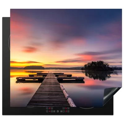 Produktbild von KitchenYeah© Herdabdeckplatte Steg - Sonnenuntergang - Wasser - Meer - Spiegelung , 60x52cm, Küche Deko, Glaskeramikkochfeld Herdabdeckung, Abdeckplatte fùr Kochfeld