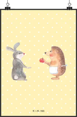 Produktbild von Mr. & Mrs. Panda Bild Hase Igel DIN A1 - Gelb Pastell - Geschenk, wanddeko, Lustige Sprüche, kunstdruck poster, drucke, Trösten, Wandbild, Herzschmerz, Liebe Spruch, und