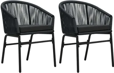 Image de Chaises de jardin 2 pcs. rotin PE noir
