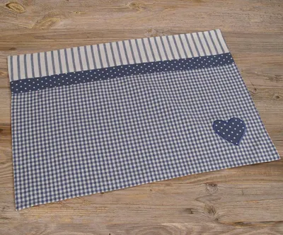 Immagine prodotto di Tovaglietta country house premium LINA tessuto mix & cuore blu 33x48 cm