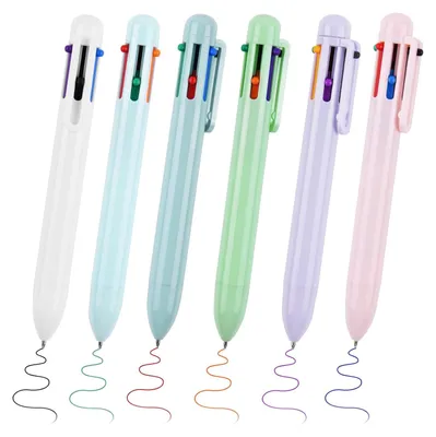 Immagine prodotto di TRANKIELO® - Confezione da 6 penne a sfera colorate - Punta retrattile da 0,5 mm - Ideali per l'ufficio, la scuola e come regalo