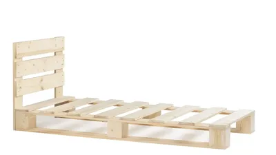 Produktbild von Lermowood Palettenbett 100 x 200 cm mit Kopfteil Natur Holzbett Massivholzbett Bett aus Paletten Seniorenbett Kinderbett Jugendbett