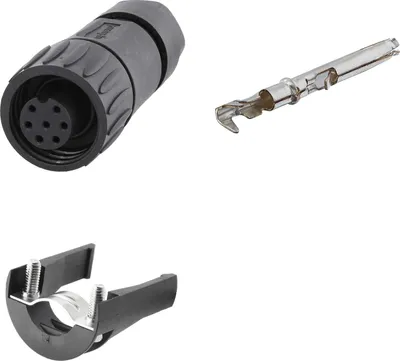 Image de Connecteur de câble Amphenol SET-RD24-KSG, avec décharge de traction et contacts droits, connexion serti, nombre de pôles 6+PE