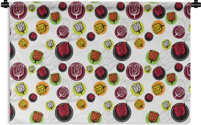 Produktbild von MuchoWow® Wandteppich Wandbehang Tulpe - Blumen - Muster 120x80 cm Tapisserie Dekoration Wandtuch - Wanddekorationen - Wandtücher