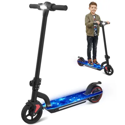 Produktbild von Elektroroller Kinder Ab 6-12 Jahre, 6.5Zoll Elektroscooter mit LED-Anzeige, Bunte Neonlichter, Klappbar, 130W, Reichweite 8KM, Kinder E Roller Schwarz