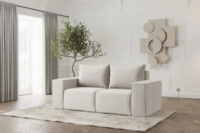 Produktbild von Sofa Designersofa ESTELLE 2-Sitzer in Stoff Poso Creme