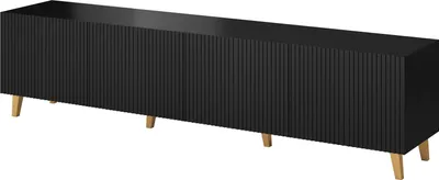 Obrázek produktu pro Nábytek24 TV skříňka Pafos 200 cm Lowborad základní skříňka 3-dveřová skříňka do obývacího pokoje černá