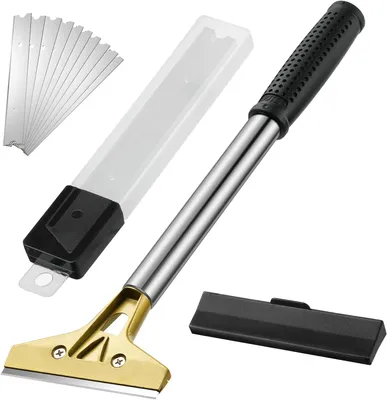 Imagen del producto de Removedor de papel tapiz de aluminio, flexible, 25 cm, con 10 cuchillas de repuesto, para paredes