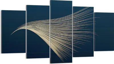 Produktbild von Bild auf Leinwand - Leinwandbild - 5 Teile - Golden Borsten Abstraktion - 160x85cm - Wand Bild - Wanddeko - Wandbilder - Leinwanddruck - Bilder - Wanddekoration - Leinwand bilder - EA160x85-4734