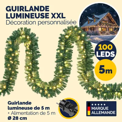 Image de CASARIA® 2x Guirlandes de Noël lumineuses 5m 100 LED blanc chaud avec télécommande Décoration de noël en sapin artificiel