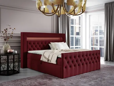 Produktbild von Boxspringbett Schlafzimmerbett ERNESTO Nr.1 180x200cm in Elisa Velvet Bordeauxrot