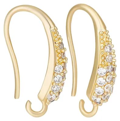 Produktbild von 1 Box mit 16 Stück Zirkonia Ohrringhaken 18 Karat Vergoldet für Schmuckherstellung