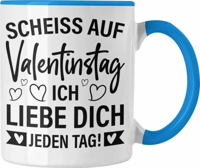 Produktbild von Trendation - Tasse Valentinstag Sch auf Valentinstag Ich Liebe Dich Jeden Tag Geschenk Freundin Freund Spruch Männer Frauen (Blau)