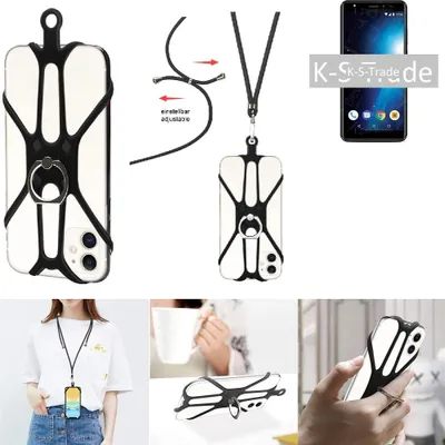 Produktbild von K-S-Trade 3in1 Handykette Handyband Handykordel Halsband Smartphone-Ring Handy-Ring kompatibel mit Motorola Moto G7 Fingerhalterung Handyring