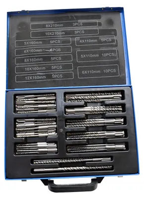 SDS-Bohrerset 56-teilig, Steinbohrer 4-12 mm, Metallkoffer