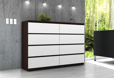 Produktbild von Kommode – Sideboard – Schubladenkommode – 138 cm – Dunkelbraun / Weiß – Funktionaler Stauraum im modernen Design