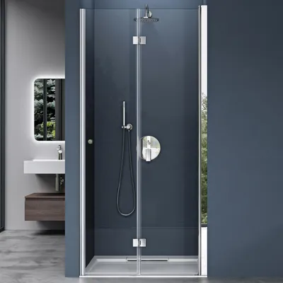Image de doporro Porte de douche pliable 75cm paroi de douche transparent pliante pour niche Teramo26K pare-douche rabattable montage réversible