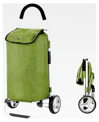 Produktbild von Einkaufswagen 45 l - Faltbarer Einkaufstrolley mit Ladehaken (Grün)