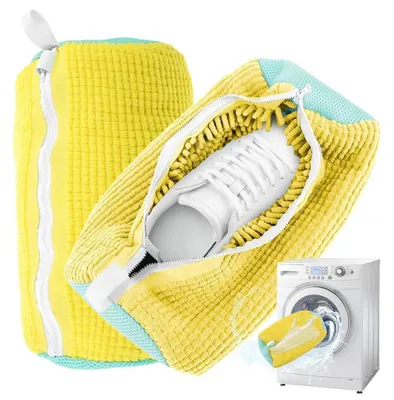 Produktbild von Schuhwaschbeutel für Waschmaschine, 2 Stück, Sneaker Waschbeutel, Wäschesack Schuhe, Gelb