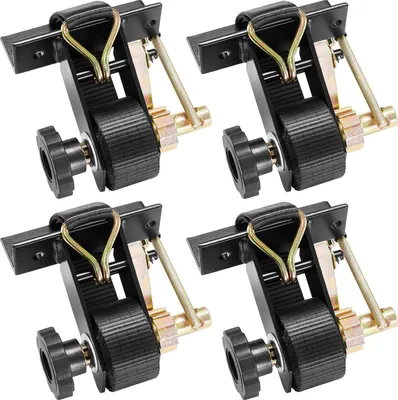 Produktbild von SucceBuy Spanngurte für Leitergestelle, geeignet für Vierkantrohrbefestigungen, 38 mm x 2,25 m, Ratschengurte mit J-Haken, 226,8 kg Belastbarkeit, Ladungsgurte mit Schnallenverschluss (4er-Set)
