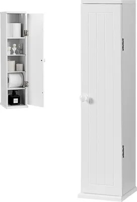 Produktbild von GOPLUS Toilettenschrank, Hochschrank mit Top-Slot, Badregal mit 5 Fächern, Abnehmbaren 3 Ablagen, Freistehender Bewahrungsschrank, für Badezimmer, Weiß