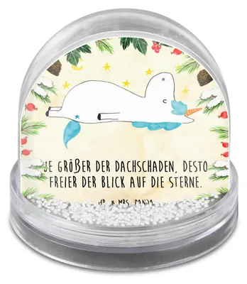 Produktbild von Mr. & Mrs. Panda Schneekugel Weihnachten Einhorn Sternenhimmel - Naturpapier - Geschenk, schnee kugel, Sterne, dekoartikel, Verrückt, Unicorn, Weihnachts, Einhörner