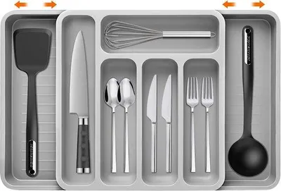 Produktbild von Famanu Bestecklade Organisator mit 7 Fächern - Ausziehbar
