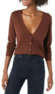 Produktbild von A. Essentials Damen Leichter Cardigan-Pulli, Braun, XS