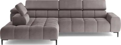 Produktbild von DOMO-HOME Ecksofa PLAZA L mit elektrischer Sitzverstellung 300x216cm | Komfortable U-Form | Verstellbare Kopfstützen | Hochwertige Polsterung | Modernes Design mit Metallfüßen | Farbe braun Solar | Links