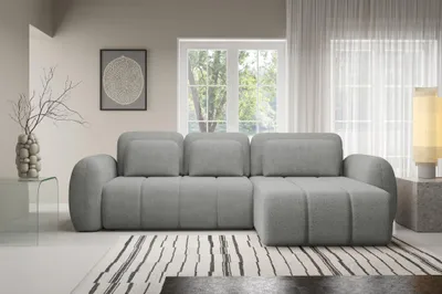 Produktbild von Ecksofa Schlafsofa Sofa CARIA in Stoff Quelle Grau Ottomane Rechts