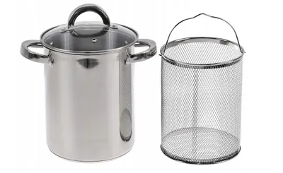 Produktbild von Spargeltopf & Pastatopf Edelstahl 4L inkl. Siebeinsatz & Glasdeckel – Induktion, Gas, Spülmaschinengeeignet – Hoher Kochtopf für Pommes & Schinken