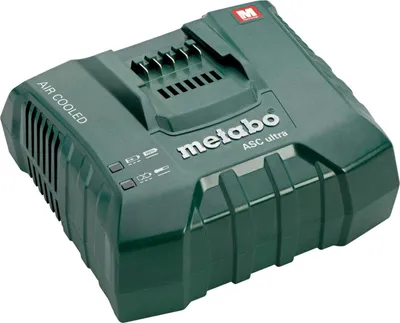A dark green Metabo ASC Ultra battery charger is shown against a white background.