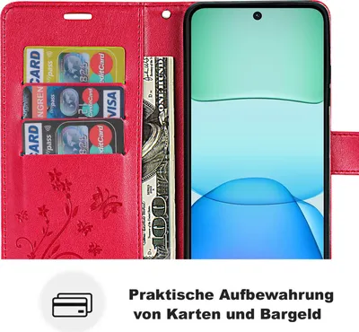 Produktbild von Xiaomi Redmi 13 Handyhülle Wallet Case Flip Cover Tasche Rot
