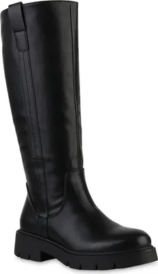 Produktbild von VAN HILL Damen Klassische Stiefel Blockabsatz Profil-Sohle Freizeit Schuhe 841859, Farbe: Schwarz, Größe: 39
