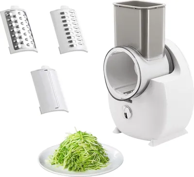 Image de Râpe à légumes électrique Râpe à légumes électrique Hachoir à fromage électrique Trancheur universel avec fonction de fixation 3 tambours de coupe pour couper Râper Moudre