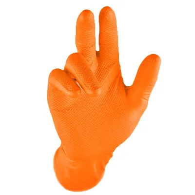 Produktbild von Einweghandschuhe Grip Orange Gre 8 orange Nitril EN 21420 EN 388 EN 374 PSA-Kategorie III