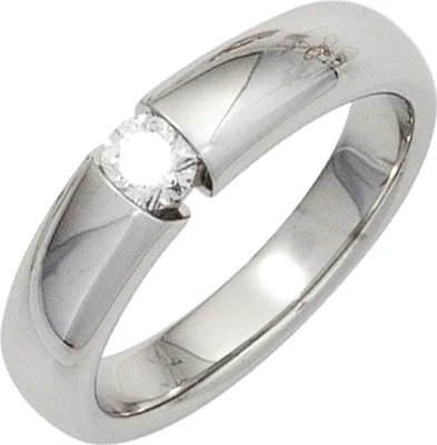Produktbild von Solitär Ring Damenring mit Brillant Diamant 0,20 Ct. 585 Gold Weißgold Goldring Innenumfang 58mm  Ø18.5mm