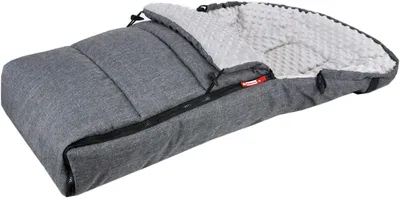 Produktbild von Winterfußsack 90cm MINKY für Kinderwagen, Buggy und Babyschale mit Thermo-/Handmuff in Grau und Minky Grau