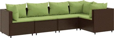 Produktbild von vidaXL 5-tlg. Garten-Lounge-Set mit Kissen Braun Poly Rattan