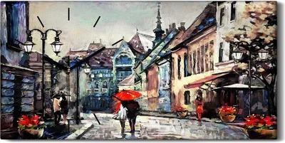 Produktbild von Dekor Leinwand Uhr Wandbilder 60x30 Kunst Malerei europäische Stadt Ungarn - schwarze Hände