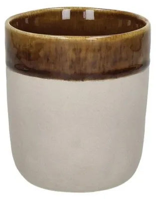 Productafbeelding van Pomax Spiro beker, gemaakt van steengoed, bruin, diameter 8 cm, hoogte 9 cm