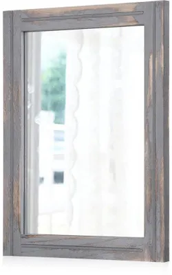 Image de Miroir mural rustique en bois, rectangulaire, décoratif, pour chambre à coucher et salle de bains