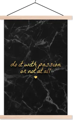 Produktbild von MuchoWow® Textilposter Zitate - Sprichwörter - Gold - Marmor 60x90 cm mit holzfarbenen Rahmen - Textil